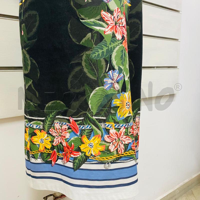 ABITO DONNA DESIGUAL BIANCO TONO SU TONO META FIORI COLORATI VERDE | Mercatino dell'Usato Lago patria - giugliano in c. 3