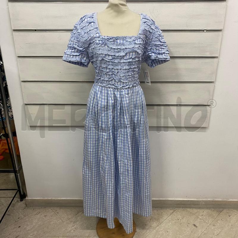 ABITO DONNA LEONIA POLVANI AZZURRO QUADRETTINI BIANCHI ARRICCIO | Mercatino dell'Usato Lago patria - giugliano in c. 1
