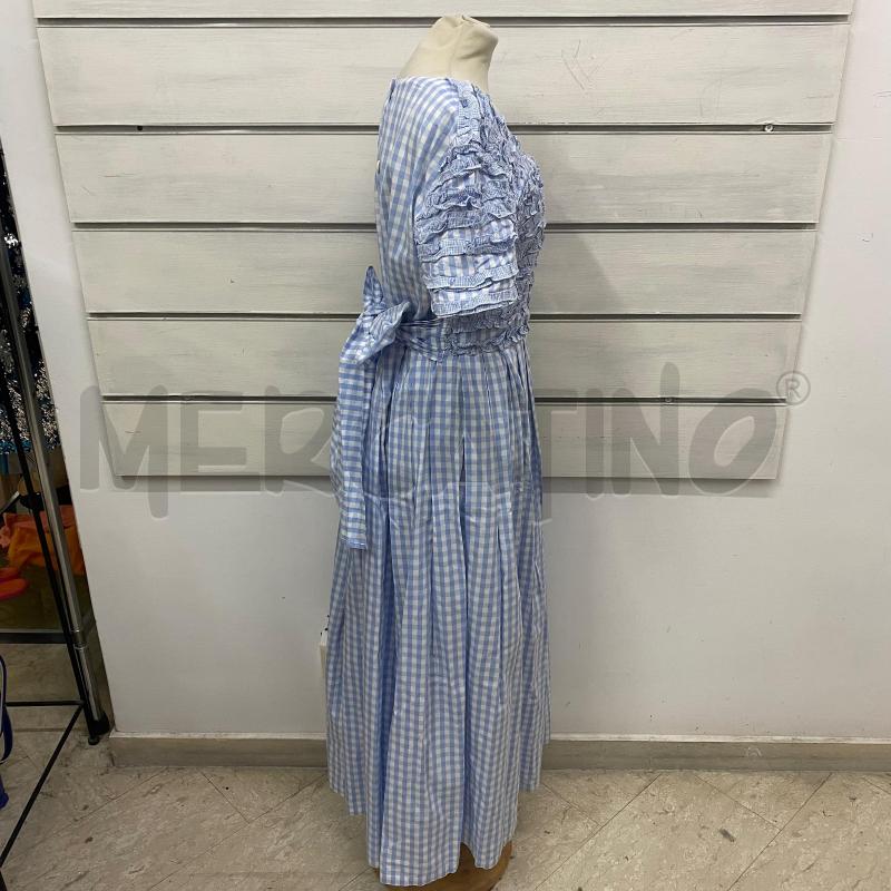 ABITO DONNA LEONIA POLVANI AZZURRO QUADRETTINI BIANCHI ARRICCIO | Mercatino dell'Usato Lago patria - giugliano in c. 2