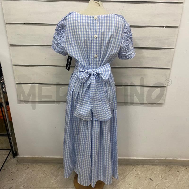 ABITO DONNA LEONIA POLVANI AZZURRO QUADRETTINI BIANCHI ARRICCIO | Mercatino dell'Usato Lago patria - giugliano in c. 3