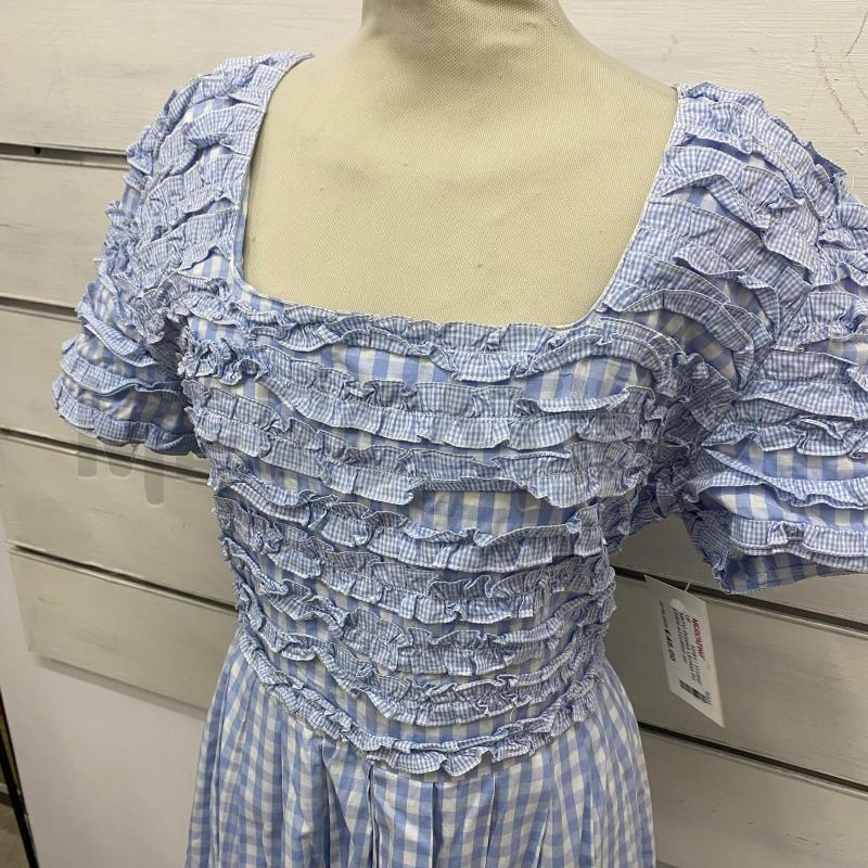 ABITO DONNA LEONIA POLVANI AZZURRO QUADRETTINI BIANCHI ARRICCIO | Mercatino dell'Usato Lago patria - giugliano in c. 4
