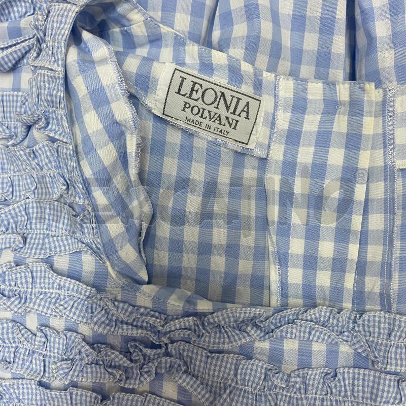 ABITO DONNA LEONIA POLVANI AZZURRO QUADRETTINI BIANCHI ARRICCIO | Mercatino dell'Usato Lago patria - giugliano in c. 5