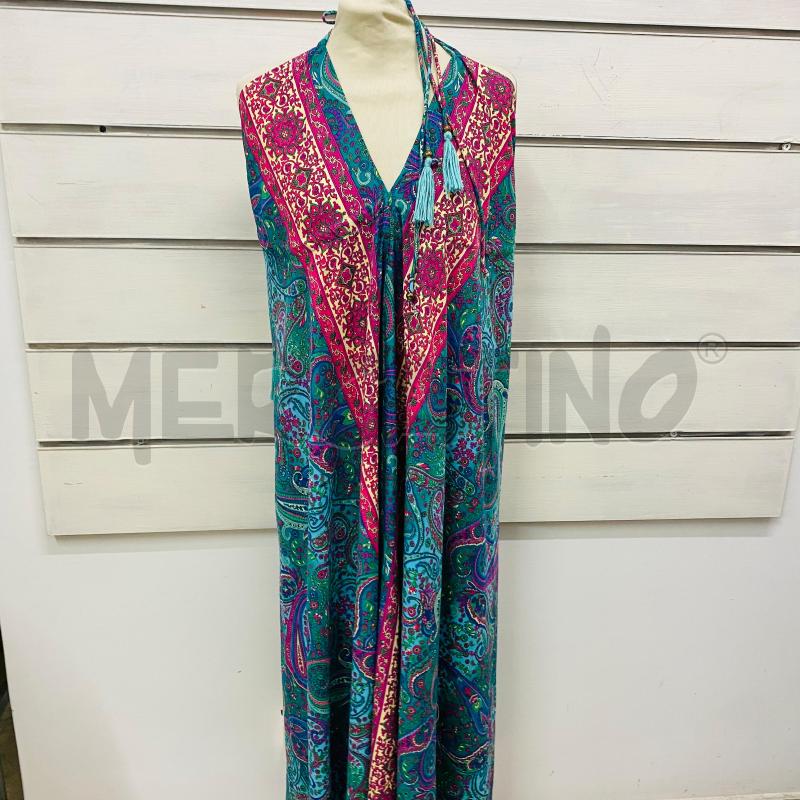 ABITO DONNA LUNGO SETA INDIANA VERDE FANTASIA ROSA | Mercatino dell'Usato Lago patria - giugliano in c. 1