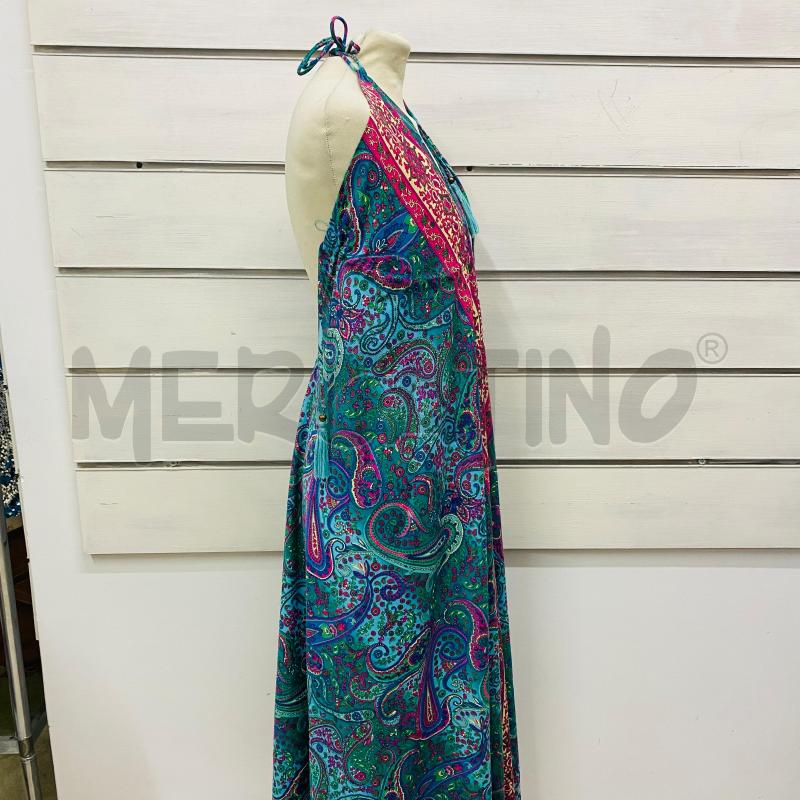 ABITO DONNA LUNGO SETA INDIANA VERDE FANTASIA ROSA | Mercatino dell'Usato Lago patria - giugliano in c. 4