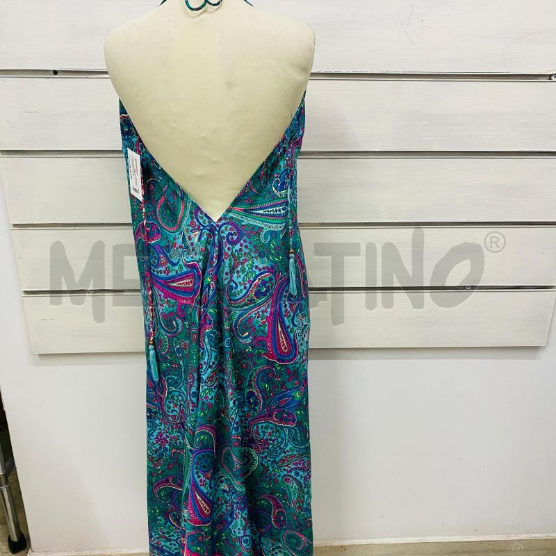 ABITO DONNA LUNGO SETA INDIANA VERDE FANTASIA ROSA | Mercatino dell'Usato Lago patria - giugliano in c. 5