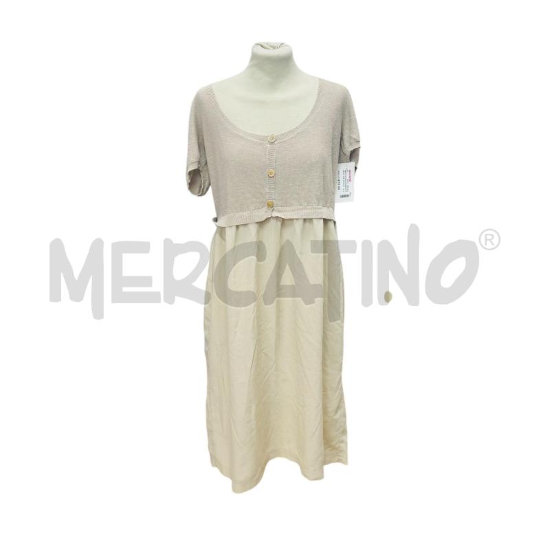 ABITO DONNA MALIPARMIBEIGE DUE TESSUTI PEZZO SOPRA CHIUSURA BOTTONI  | Mercatino dell'Usato Lago patria - giugliano in c. 1