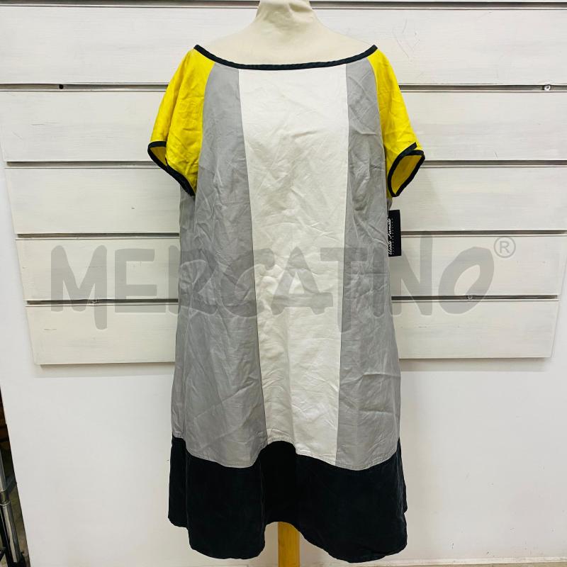 ABITO DONNA MARINA RINALDI GRIGIO CHIARO SCURO MANICHE GIALLE PREOFILO NERO | Mercatino dell'Usato Lago patria - giugliano in c. 1