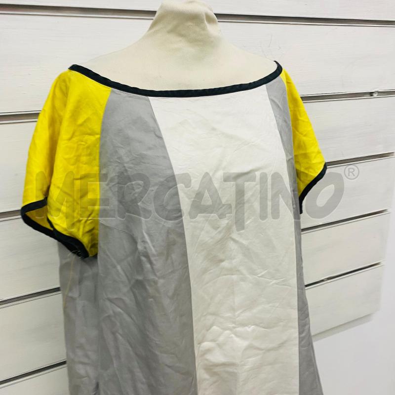 ABITO DONNA MARINA RINALDI GRIGIO CHIARO SCURO MANICHE GIALLE PREOFILO NERO | Mercatino dell'Usato Lago patria - giugliano in c. 2