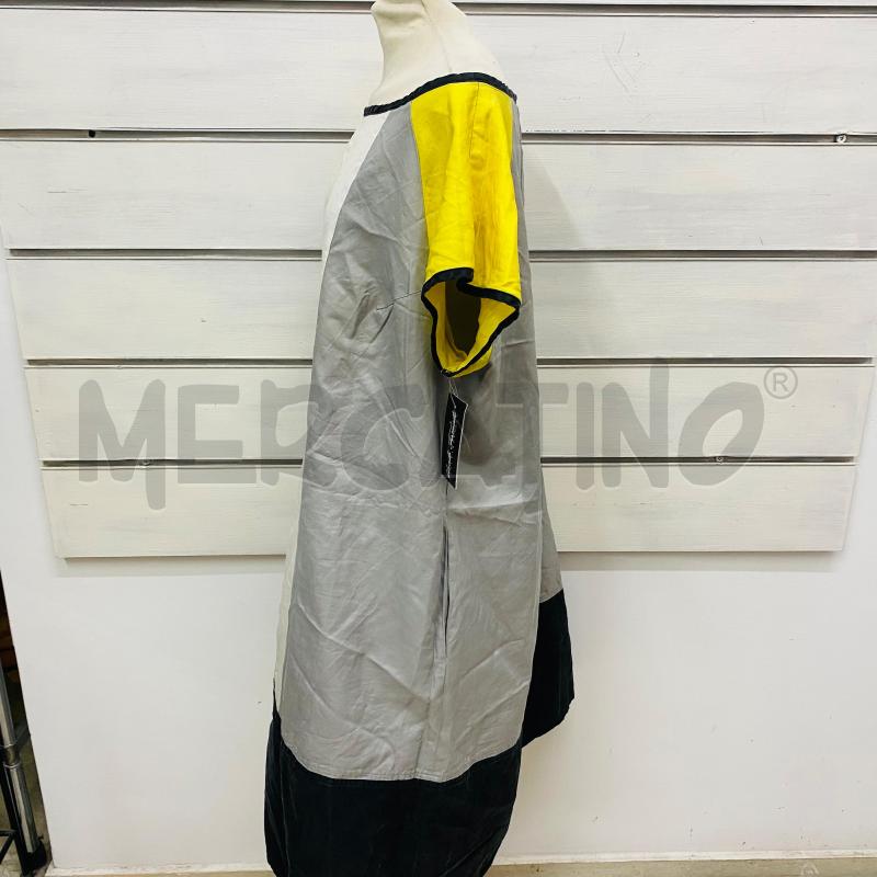 ABITO DONNA MARINA RINALDI GRIGIO CHIARO SCURO MANICHE GIALLE PREOFILO NERO | Mercatino dell'Usato Lago patria - giugliano in c. 5