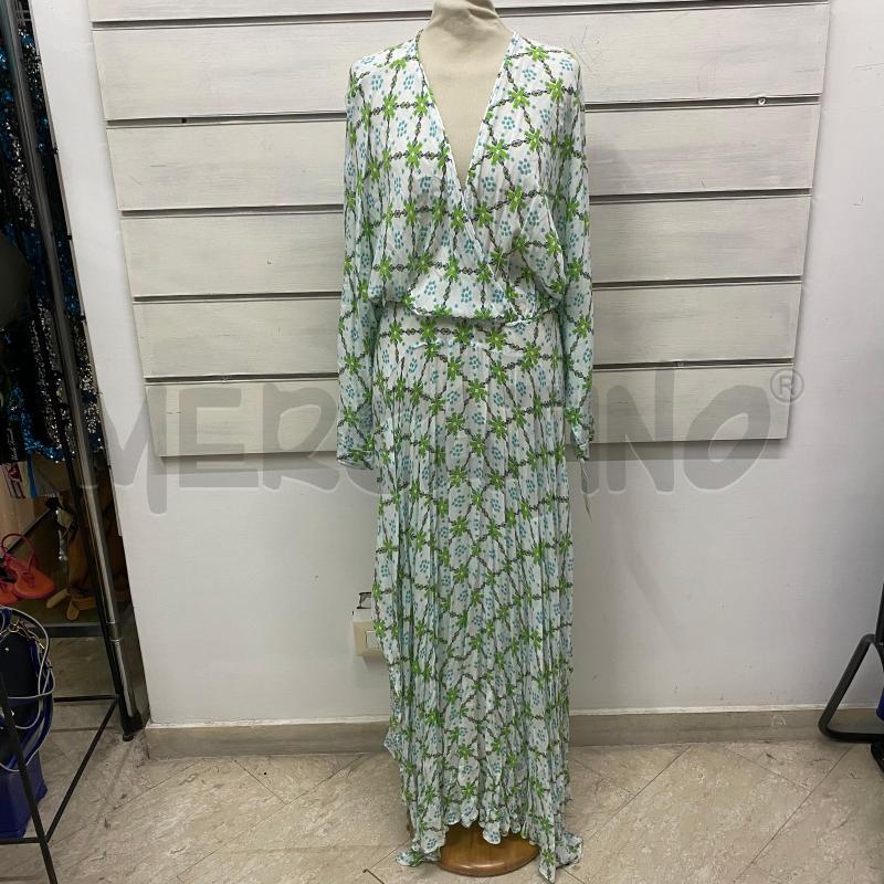 ABITO DONNA PUPETTE ST BARTH BIANCO FIORI VERDI ANANAS LUNGO SCOLLO INCROCIO MANICA LUNGA | Mercatino dell'Usato Lago patria - giugliano in c. 1