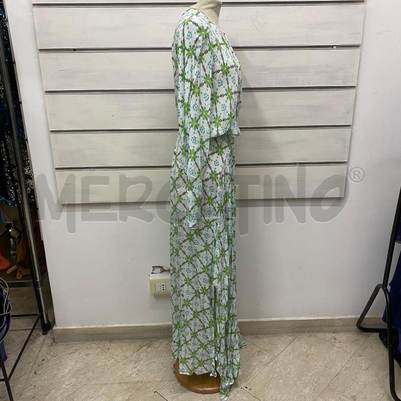 ABITO DONNA PUPETTE ST BARTH BIANCO FIORI VERDI ANANAS LUNGO SCOLLO INCROCIO MANICA LUNGA | Mercatino dell'Usato Lago patria - giugliano in c. 2