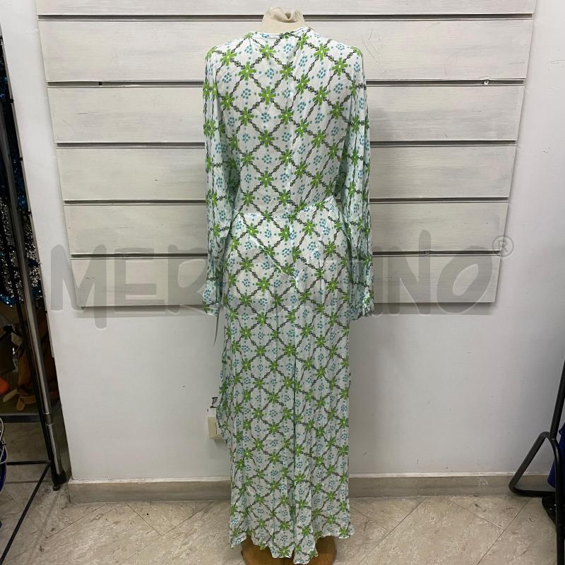 ABITO DONNA PUPETTE ST BARTH BIANCO FIORI VERDI ANANAS LUNGO SCOLLO INCROCIO MANICA LUNGA | Mercatino dell'Usato Lago patria - giugliano in c. 3