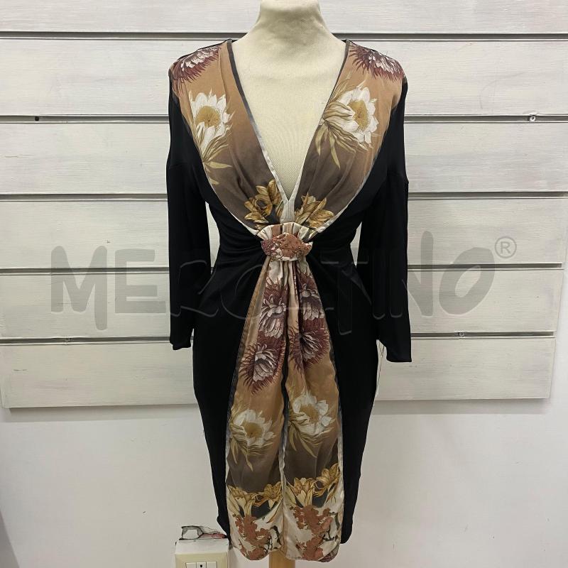 ABITO DONNA ROBERTO CAVALLI NERO SCOLLO BEIGE FLOREALE  | Mercatino dell'Usato Lago patria - giugliano in c. 1
