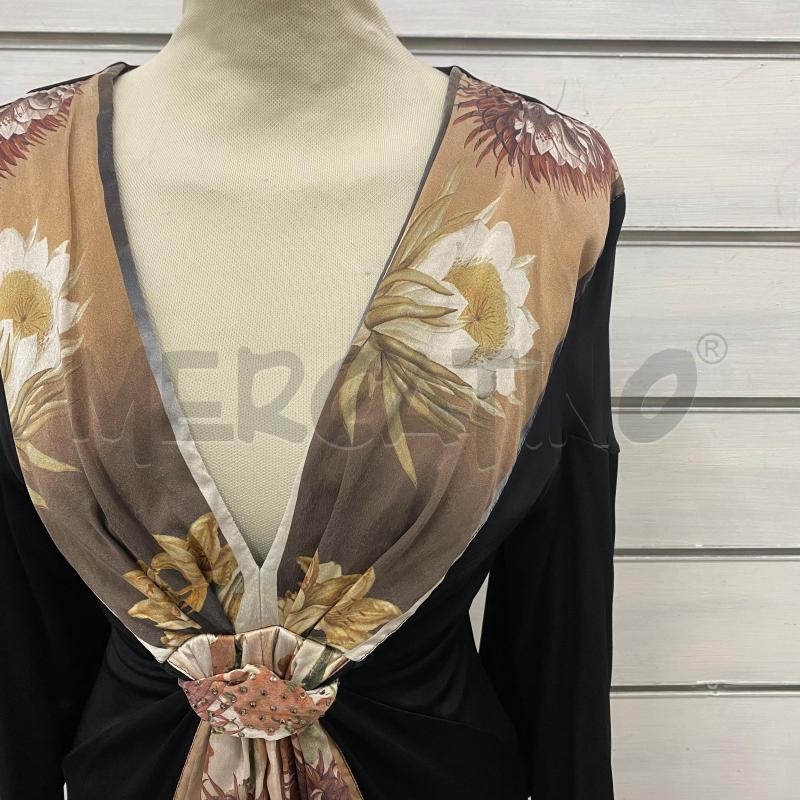 ABITO DONNA ROBERTO CAVALLI NERO SCOLLO BEIGE FLOREALE  | Mercatino dell'Usato Lago patria - giugliano in c. 4