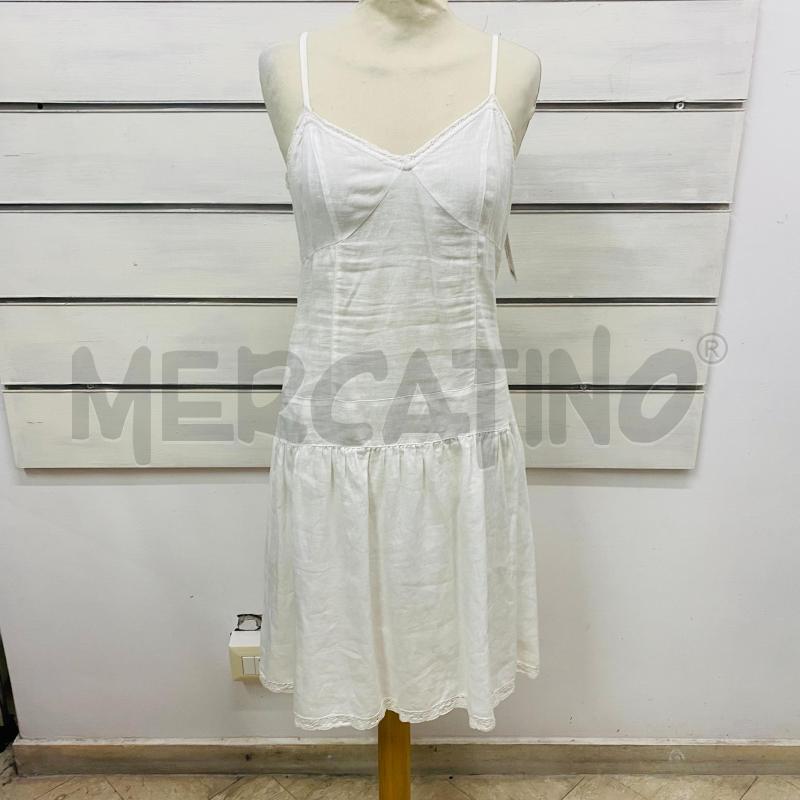 ABITO DONNA SISLEY LINO BIANCO BRETELLE MERLETTO ORLO | Mercatino dell'Usato Lago patria - giugliano in c. 1