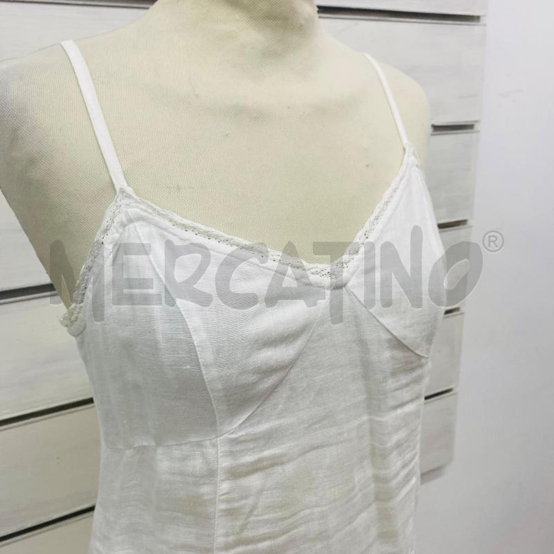 ABITO DONNA SISLEY LINO BIANCO BRETELLE MERLETTO ORLO | Mercatino dell'Usato Lago patria - giugliano in c. 3