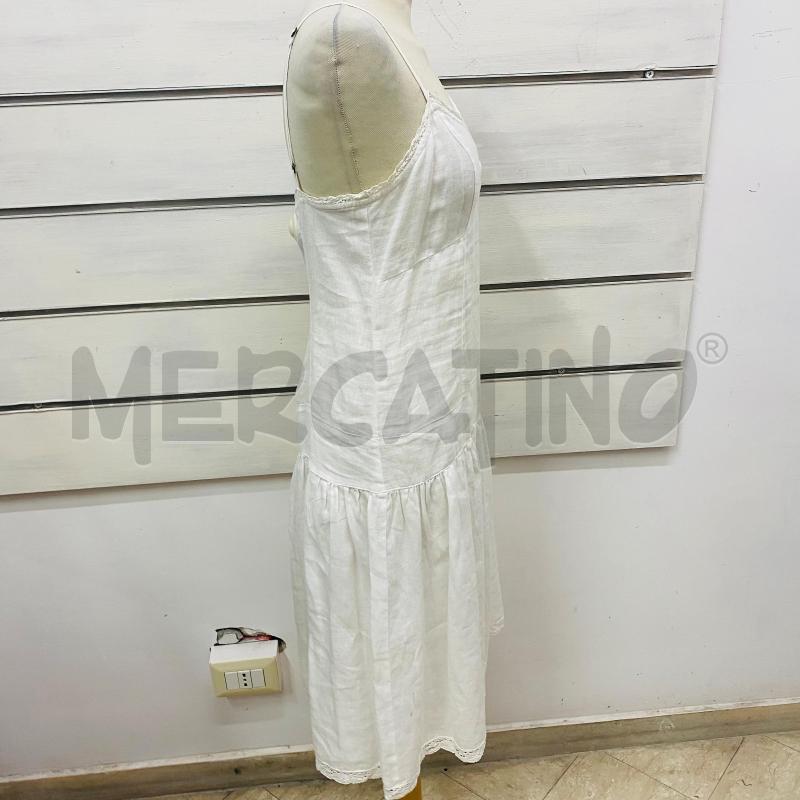ABITO DONNA SISLEY LINO BIANCO BRETELLE MERLETTO ORLO | Mercatino dell'Usato Lago patria - giugliano in c. 5