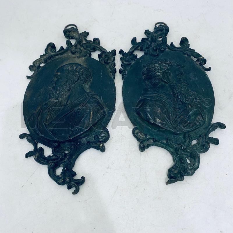 APPENDINO COPPIA TARGA MURALE ANTICO METALLO DORATO  | Mercatino dell'Usato Lago patria - giugliano in c. 1