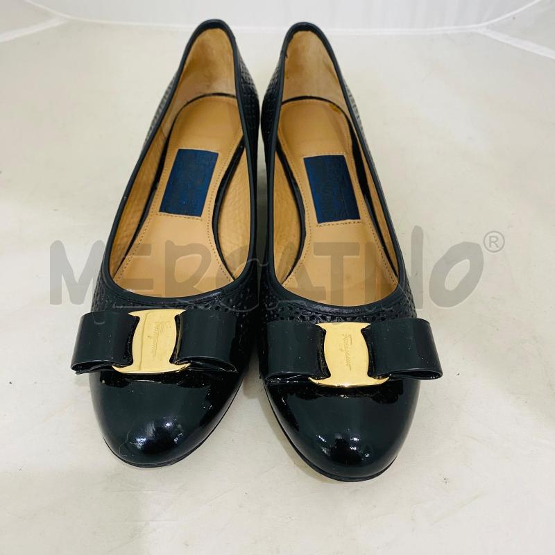 BALLERINE FERRAGAMO NERE PELLE LAVORATA  | Mercatino dell'Usato Lago patria - giugliano in c. 1
