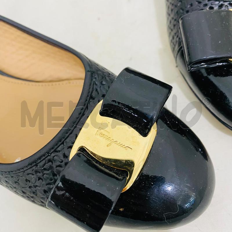 BALLERINE FERRAGAMO NERE PELLE LAVORATA  | Mercatino dell'Usato Lago patria - giugliano in c. 2