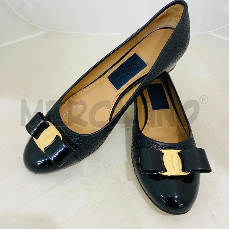 BALLERINE FERRAGAMO NERE PELLE LAVORATA  | Mercatino dell'Usato Lago patria - giugliano in c. 3