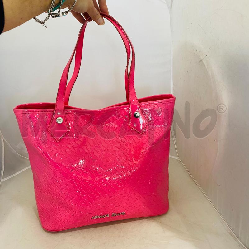 BORSA DONNA ARMANI JEANS ROSA  LUCIDA LOGO RIPETUTO | Mercatino dell'Usato Lago patria - giugliano in c. 1