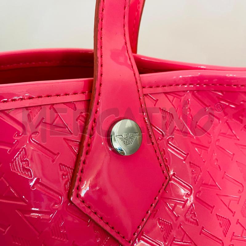 BORSA DONNA ARMANI JEANS ROSA  LUCIDA LOGO RIPETUTO | Mercatino dell'Usato Lago patria - giugliano in c. 3