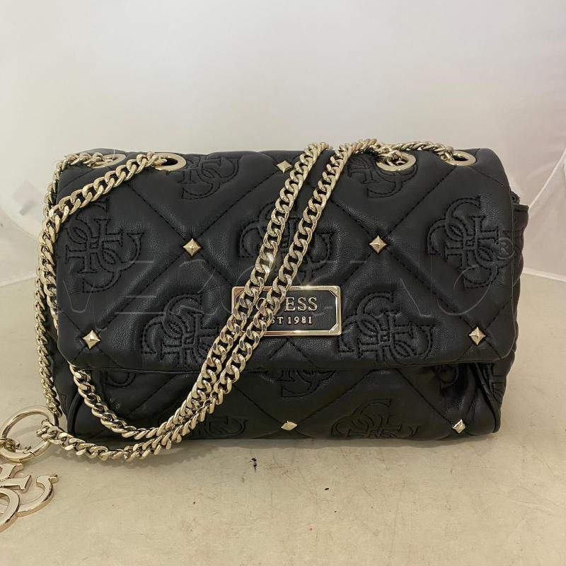 BORSA DONNA GUESS SHANINA NERA TRAPUNTATA CATENE CON CIONDOLO | Mercatino dell'Usato Lago patria - giugliano in c. 1