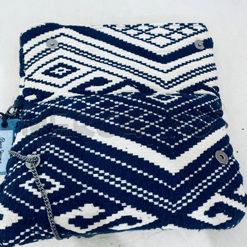 BORSA DONNA JEANS TESSUTO BIANCO BLU PERLINE  | Mercatino dell'Usato Lago patria - giugliano in c. 2