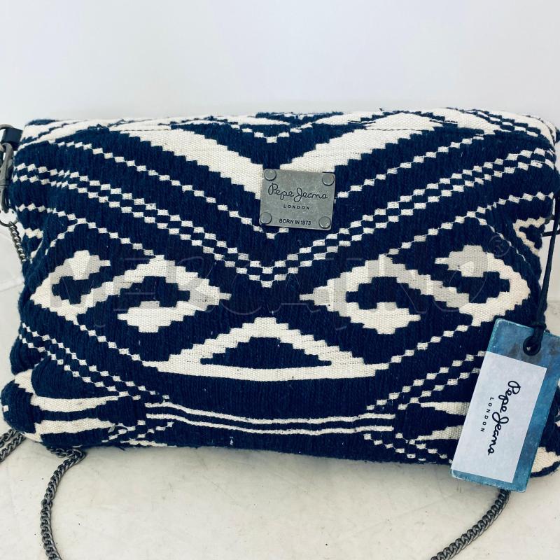BORSA DONNA JEANS TESSUTO BIANCO BLU PERLINE  | Mercatino dell'Usato Lago patria - giugliano in c. 3