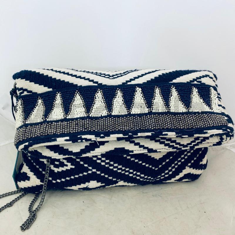 BORSA DONNA JEANS TESSUTO BIANCO BLU PERLINE  | Mercatino dell'Usato Lago patria - giugliano in c. 5