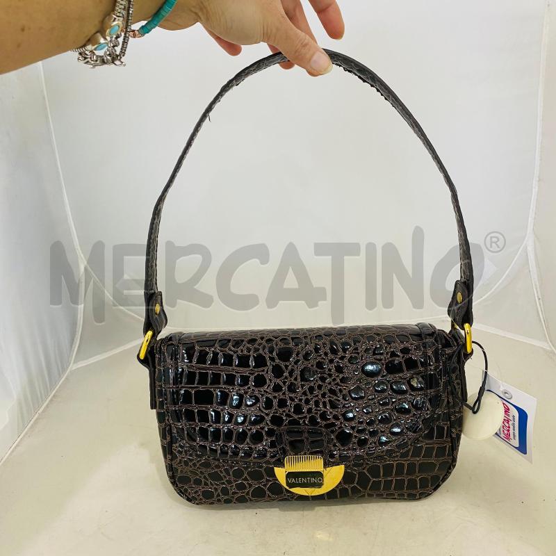 BORSA DONNA MARIO VALELENTINO MARRONE STILE COCCODRILLO UN MANICO  | Mercatino dell'Usato Lago patria - giugliano in c. 1