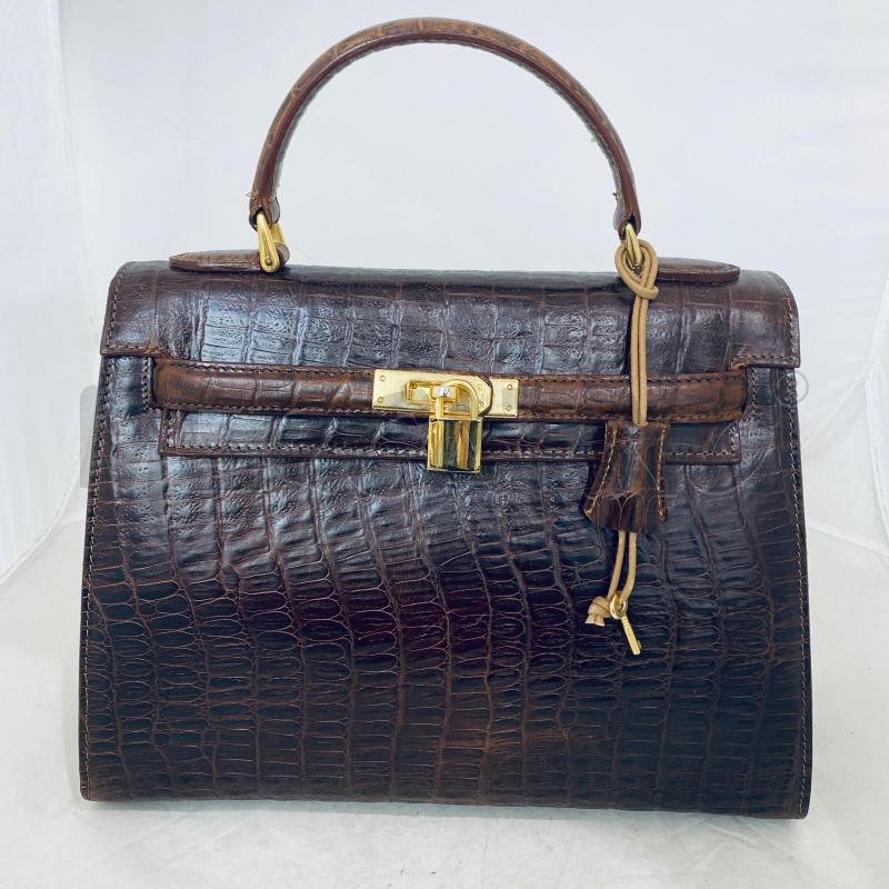 BORSA DONNA PELLE MARRONE EFFETTO PITONATO  | Mercatino dell'Usato Lago patria - giugliano in c. 1