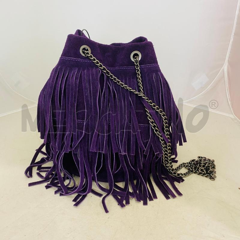 BORSA DONNA PELLE VIOLA A SACCO FRANGE CATENA | Mercatino dell'Usato Lago patria - giugliano in c. 1