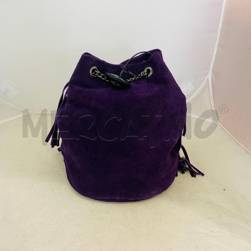 BORSA DONNA PELLE VIOLA A SACCO FRANGE CATENA | Mercatino dell'Usato Lago patria - giugliano in c. 5