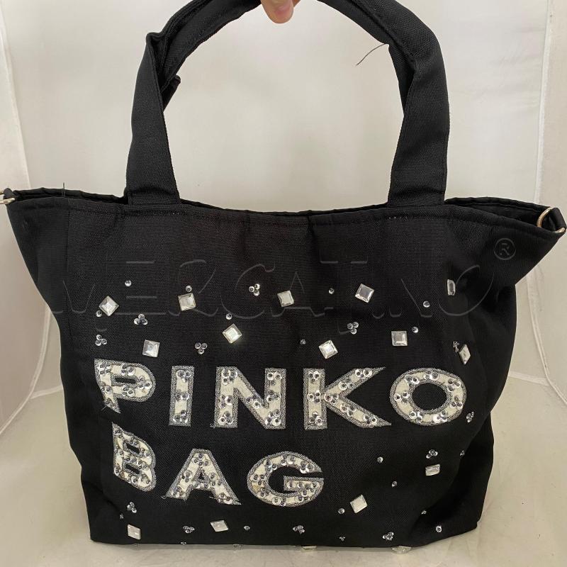 BORSA DONNA PINKO TELA NERA PAILLETTES MANCA TRACOLLA | Mercatino dell'Usato Lago patria - giugliano in c. 1