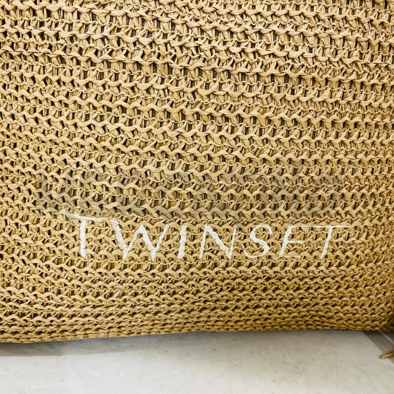 BORSA DONNA RAFIA TWIN SET BEIGE SFRANGIATA | Mercatino dell'Usato Lago patria - giugliano in c. 2