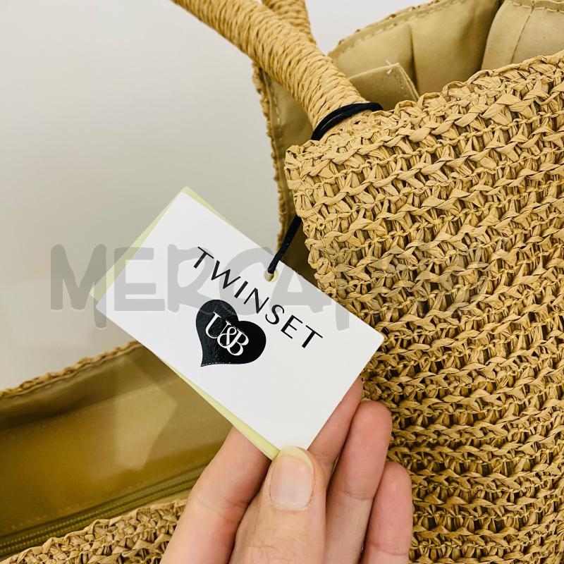 BORSA DONNA RAFIA TWIN SET BEIGE SFRANGIATA | Mercatino dell'Usato Lago patria - giugliano in c. 3