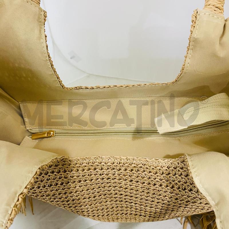 BORSA DONNA RAFIA TWIN SET BEIGE SFRANGIATA | Mercatino dell'Usato Lago patria - giugliano in c. 4