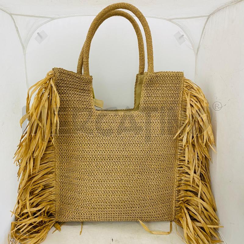 BORSA DONNA RAFIA TWIN SET BEIGE SFRANGIATA | Mercatino dell'Usato Lago patria - giugliano in c. 5