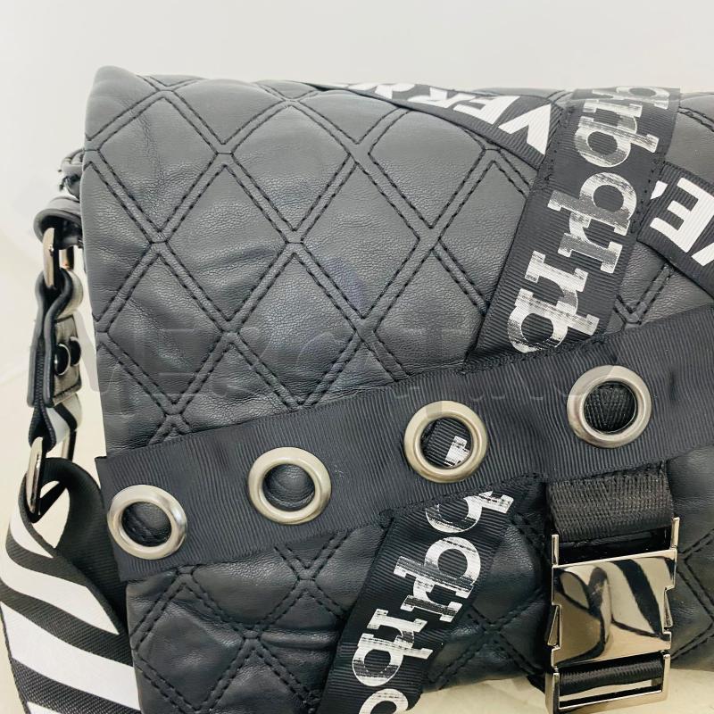 BORSA DONNA ROCCO BAROCCO TRAPUNTATA NERA STRISCE STOFFA LOGATA | Mercatino dell'Usato Lago patria - giugliano in c. 2
