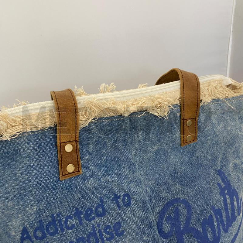 BORSA DONNA SAINT BARTH DENIM MANICO PELLE MARRONE | Mercatino dell'Usato Lago patria - giugliano in c. 2