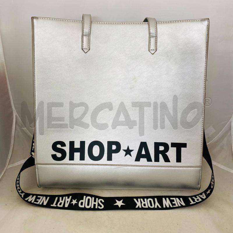 BORSA DONNA SHOP ART ARGENTATA SCRITTA NERA | Mercatino dell'Usato Lago patria - giugliano in c. 1