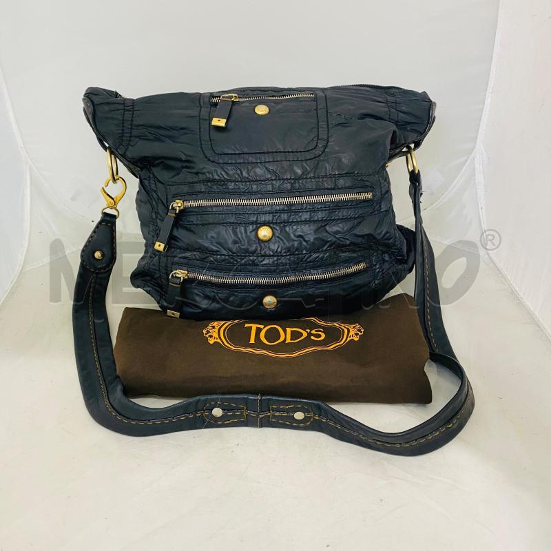 BORSA DONNA TOD'S TELA NERA GOFFRATA PROFILO PELLE | Mercatino dell'Usato Lago patria - giugliano in c. 1