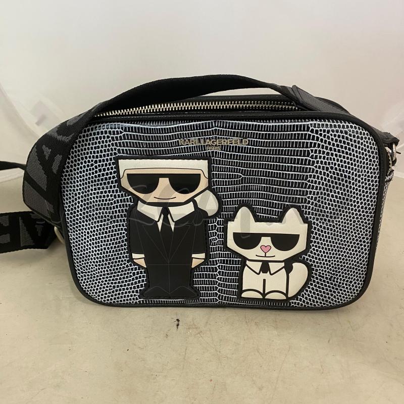 BORSA TRACOLLA KARL LAGERFELD CON TRACOLLA IN PELLE FANTASIA BIANCO NERO | Mercatino dell'Usato Lago patria - giugliano in c. 1