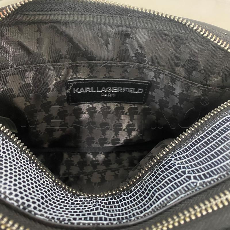 BORSA TRACOLLA KARL LAGERFELD CON TRACOLLA IN PELLE FANTASIA BIANCO NERO | Mercatino dell'Usato Lago patria - giugliano in c. 5