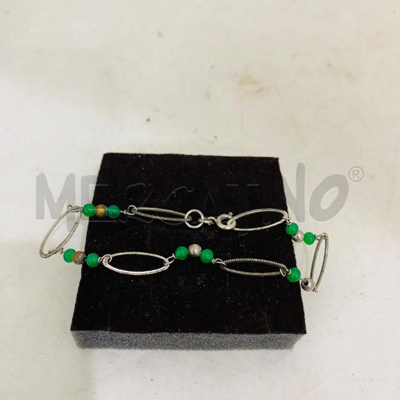 BRACCIALETTO PERLINE VERDI ARG 925 | Mercatino dell'Usato Lago patria - giugliano in c. 1