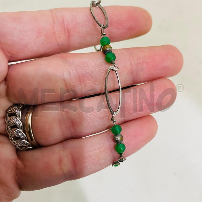 BRACCIALETTO PERLINE VERDI ARG 925 | Mercatino dell'Usato Lago patria - giugliano in c. 5