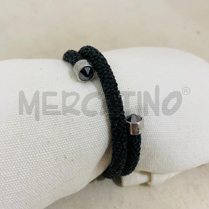 BRACCIALE SWAROVSKY ELASTICO TUBO CRISTALLI NERI | Mercatino dell'Usato Lago patria - giugliano in c. 2