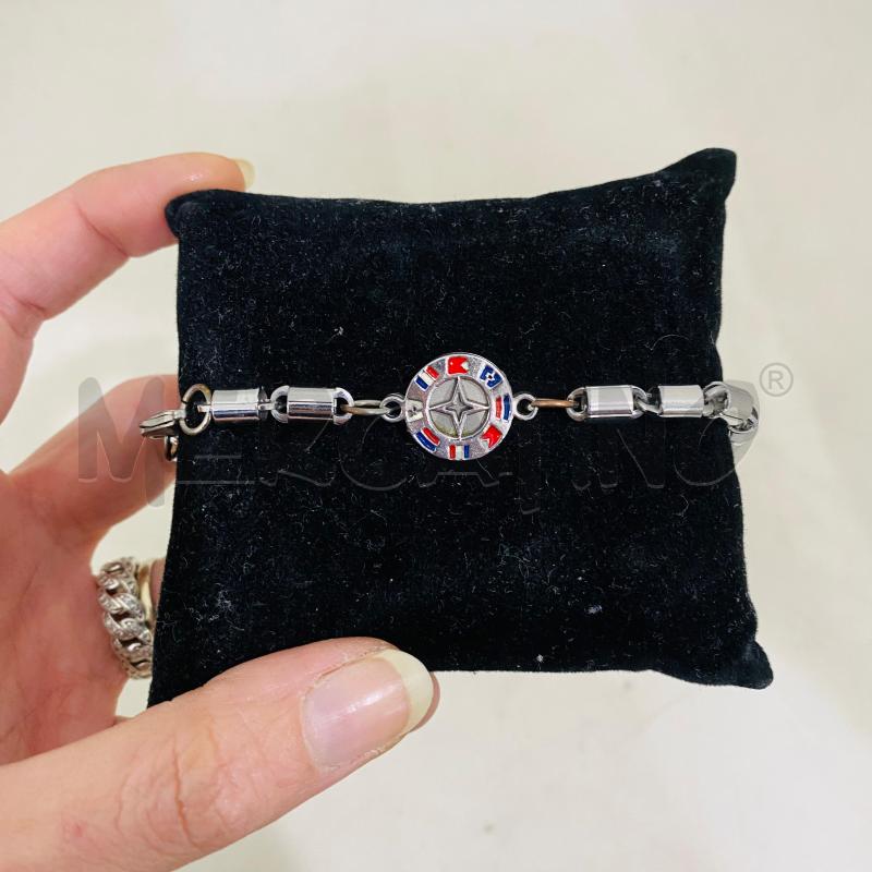 BRACCIALE YOMO ACCIAIO ELEMENTI TUBOLARI ROSA DEI VENTI SMALTATA | Mercatino dell'Usato Lago patria - giugliano in c. 1
